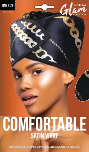 DONNA Comfortable Satin Wrap – 24X6 Reversible Triple Layered Satin Hair Wrap with Adjustable Closure – Soft Silky Head Wrap for Women, Braids, Locs & Natural Hair CHAIN in Saudi Arabia