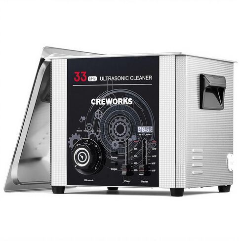 CREWORKS 60W Stainless Steel Ultrasonic Cleaning Machine, Ultrasonic Cleaner with Heater and Timer, Professional Ultrasonic Parts Ultrasound Cleaning Machine for Lab Tools and Auto Parts in Kuwait