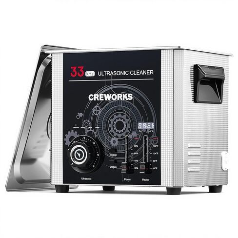 CREWORKS 60W آلة التنظيف بالموجات فوق الصوتية من الفولاذ المقاوم للصدأ، منظف بالموجات فوق الصوتية مع سخان ومؤقت، أجزاء بالموجات فوق الصوتية المهنية آلة تنظيف بالموجات فوق الصوتية لأدوات المختبر وقطع غيار السيارات in Saudi Arabia