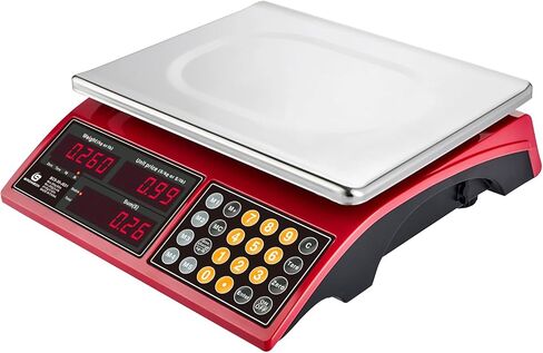 مقياس حساب السعر 66 رطل وزن تجاري رقمي قابل لإعادة الشحن لإنتاج الأطعمة واللحوم والفواكه والخضروات مع شاشة عرض مزدوجة كبيرة، ويعطي وظيفة التغيير و5 إضافات مباشرة متضمنة، وليس للتجارة in Kuwait