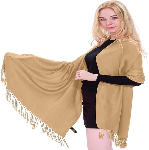 CJ Apparel Solid Color Tassels Design Nepalese Shawl Scarf Wrap Stole Throw Head Wrap Pashmina New in Saudi Arabia