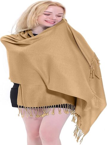 CJ Apparel Solid Color Tassels Design Nepalese Shawl Scarf Wrap Stole Throw Head Wrap Pashmina New in Saudi Arabia