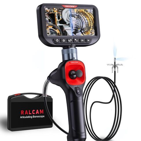 Ralcam Articulating Borescope, 2-Way 180° Endoscope Camera with 8.5mm Lens Articulated Snake Camera, 4.3'' Screen, Video Inspection Camera with Light for Automotive Home Mechanics-5FT Semi-Rigid Cable in Saudi Arabia