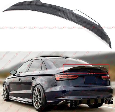 PSM Style Real Carbon Fiber High Kick Trunk Spoiler Wing Compatible for 2014-2020 Audi A3 S3 RS3 Sedan in Saudi Arabia
