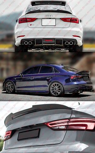 PSM Style Real Carbon Fiber High Kick Trunk Spoiler Wing Compatible for 2014-2020 Audi A3 S3 RS3 Sedan in Saudi Arabia