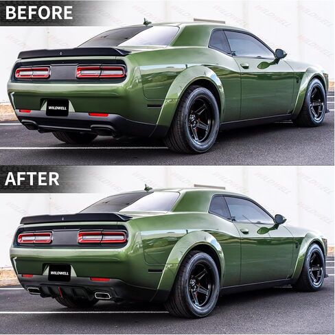 WildWell Rear Bumper Diffuser with LED Light for 2015-2024 Dodge Challenger SRT,Hellcat,Redeye,SXT,GT,RT,Scat Pack,392 and TA, Rear Diffuser Lip Spoiler Splitter Aggressive Style Matte Black in Kuwait