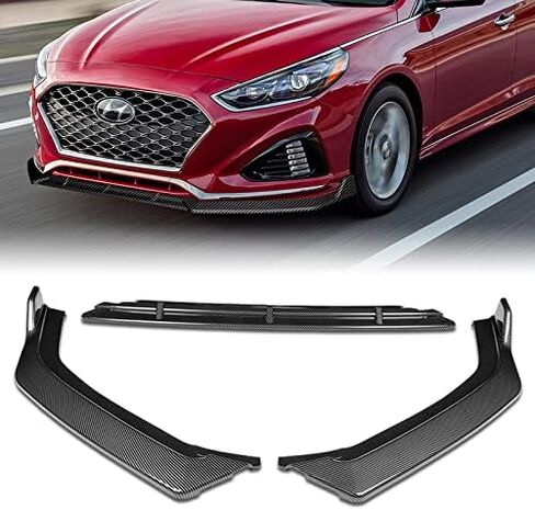 EPARTS 3 Pieces Style Front Bumper Lip Spoiler Splitter Chin Side Body Kit Trim Protection Compatible with 2018-2019 Hyundai Sonata (Painted Black) in Saudi Arabia
