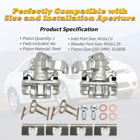 19B3298 19B3299 Pair Rear Brake Calipers With Bracket Compatible with CSX 2006-2011 ILX 2013-2018 Civic 2006-2015 in Saudi Arabia