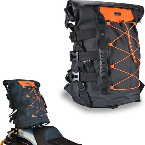 Expandable Motorcycle Travel Luggage: Weather Resistant Duffle Bag with Sissy Bar Straps in Kuwait