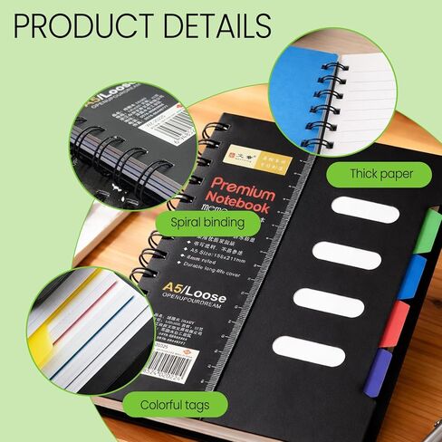 A5 Spiral Classification Notebook, Multi-Subject Dividers Notebook for Work, Large Notebooks for Note taking, Lined Journal in Saudi Arabia