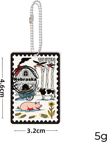 سلسلة مفاتيح Nebraska Souvenirs Fashion Forever Stamps - طابع بريدي مزخرف مع حلقة مفاتيح - Forever Stamps Spot M in Saudi Arabia