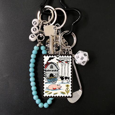 سلسلة مفاتيح Nebraska Souvenirs Fashion Forever Stamps - طابع بريدي مزخرف مع حلقة مفاتيح - Forever Stamps Spot M in Saudi Arabia