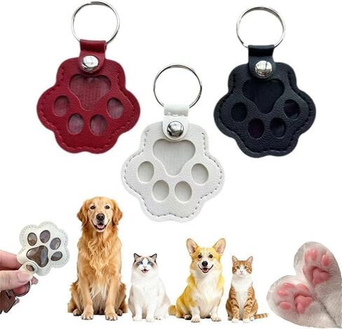 Pet Paw Shaped Leather Keychain,Hair Storage Keychain,Dog Fur Storage Keychains,Memorial Collection of Cat and Dog in Saudi Arabia
