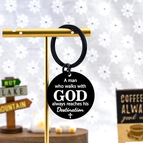 First Communion Baptism Gifts for Men Boys Catholic Christian Keychain Man of God Christian Gifts for Men Pastors Priest Compass Keychain A Man Who Walks With God Always Reaches His Destination in Kuwait