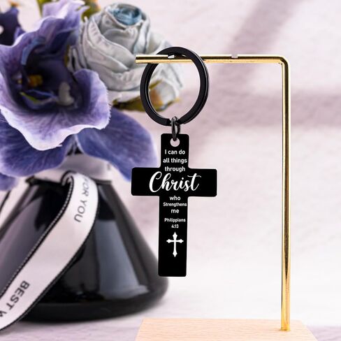 الصليب المفاتيح الهدايا المسيحية للرجال الهدايا الملهمة الدينية للنساء الرجال فريدة من نوعها عيد ميلاد أفكار هدايا عيد الفصح للرجل الكبار المعمودية الكتاب المقدس الآية هدية للرجل الإيمان in Kuwait