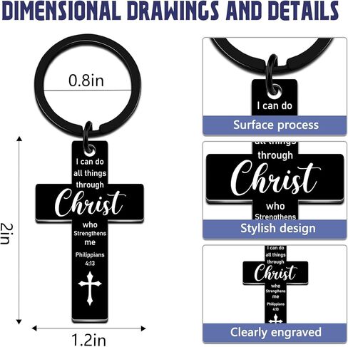 الصليب المفاتيح الهدايا المسيحية للرجال الهدايا الملهمة الدينية للنساء الرجال فريدة من نوعها عيد ميلاد أفكار هدايا عيد الفصح للرجل الكبار المعمودية الكتاب المقدس الآية هدية للرجل الإيمان in Kuwait