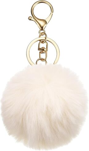 uxcell Pom Pom Keychain, Faux Rabbit Fur Fluffy Pompoms Keyring for Women Purse Handbag Bag Pendant DIY Crafts in Saudi Arabia