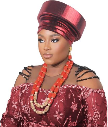 Africa Women Turbans Pre-Tied Cap Padded Head Wear para Mujer Nigerian Hat Church Head Scarf Retro Hair Coverings in Kuwait