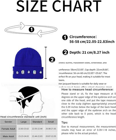 Women's Glitter Rhinestone Beanie Winter Warm Cuffed Ribbed Knit Hat Daily Accessories Gift in Saudi Arabia