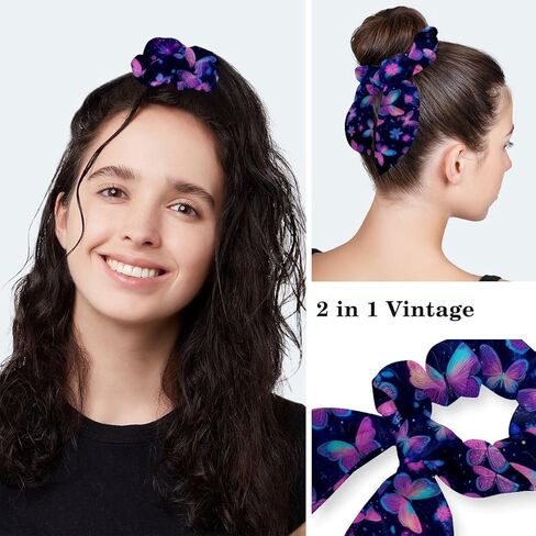 Scrub Caps Women, Surgical Caps with Buttons, Ponytail Nurse Hat, Bouffant Scrub Hats with Hair Scrunchy Adjustable, Butterfly Cartoon Purple and Pink Floral Vintage Cute Retro Flower in Kuwait