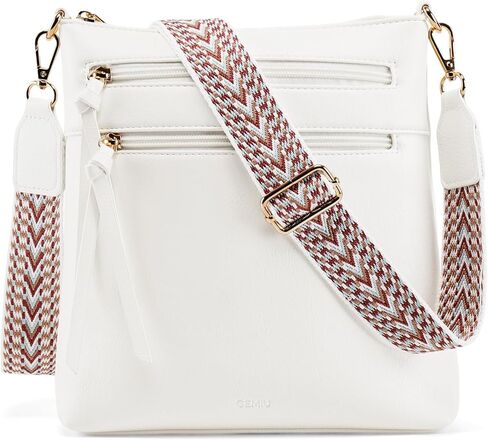 حقائب كروس للنساء من GEMIU حقيبة كتف من الجلد النباتي مع جيوب متعددة، وحزام قابل للتعديل in Kuwait