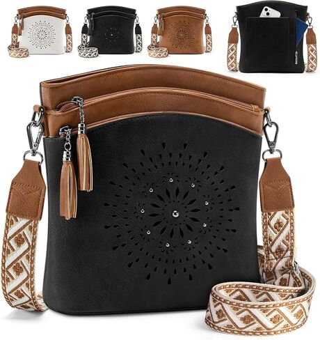 RAINSMORE Women's Medium Leather Crossbody Bag - Lightweight Casual Purse for Weekend Shopping, Everyday Outings, Travel in Saudi Arabia