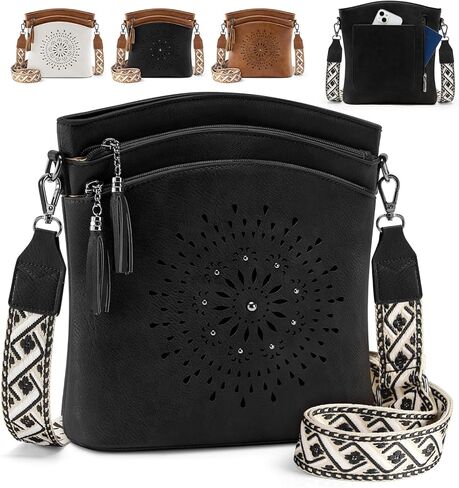 RAINSMORE Women's Medium Leather Crossbody Bag - Lightweight Casual Purse for Weekend Shopping, Everyday Outings, Travel in Saudi Arabia