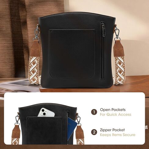 RAINSMORE Women's Medium Leather Crossbody Bag - Lightweight Casual Purse for Weekend Shopping, Everyday Outings, Travel in Saudi Arabia