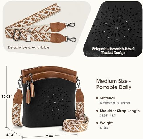 RAINSMORE Women's Medium Leather Crossbody Bag - Lightweight Casual Purse for Weekend Shopping, Everyday Outings, Travel in Saudi Arabia