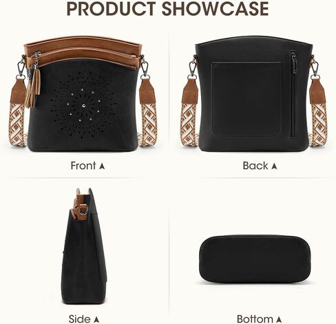 RAINSMORE Women's Medium Leather Crossbody Bag - Lightweight Casual Purse for Weekend Shopping, Everyday Outings, Travel in Saudi Arabia