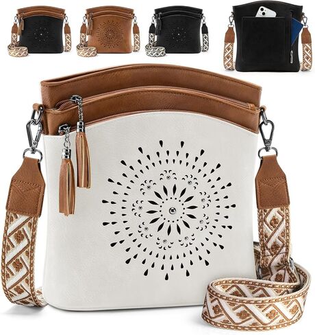 RAINSMORE Women's Medium Leather Crossbody Bag - Lightweight Casual Purse for Weekend Shopping, Everyday Outings, Travel in Saudi Arabia