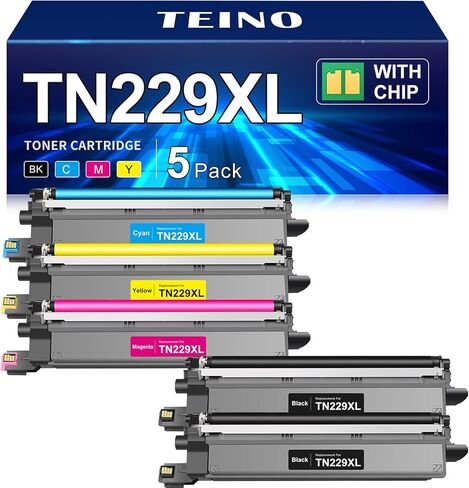 TEINO Compatible TN229XL Toner Cartridges Replacement for Brother TN229XL TN229 TN 229XL TN-229XL to use with MFC-L3720CDW MFC-L3780CDW HL-L3220CDW HL-L3280CDW HL-L3300CDW L3295CDW Printer (5 Pack) in Kuwait