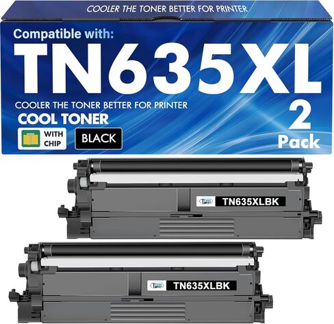 خرطوشة حبر سوداء TN635XL TN-635XL متوافقة مع Brother TN635XL TN 635XL TN635 لطابعة HL-L8430CDW HL-L8430CDWT HL-L8570CDW MFC-L8730CDW MFC-L8930CDW MFC-L8970CDW MFC-EX575 عبوة من قطعتين in Saudi Arabia