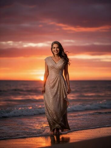 Women's Sparkly Sequin Mother of The Bride Dresses A line Empire Waist Wedding Guest Dress with Beads in Saudi Arabia