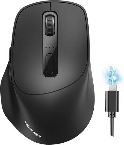TECKNET ماوس لاسلكي 3 أجهزة، وضع مزدوج قابل لإعادة الشحن (2.4G & BT 5.0)، ماوس USB-A صامت وماوس بلوتوث، 6-DPI حتى 4800، توافق واسع - أرجواني وأبيض in Saudi Arabia