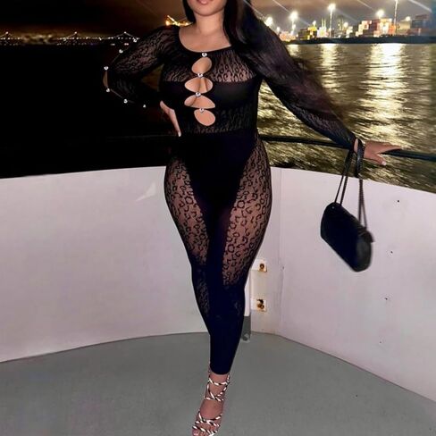 بذلة نسائية مثيرة بدون أكتاف على شكل الفهد شبكية مرصعة بأحجار الراين قطعة واحدة من الدانتيل ملابس حفلات الملهى الليلي in Kuwait