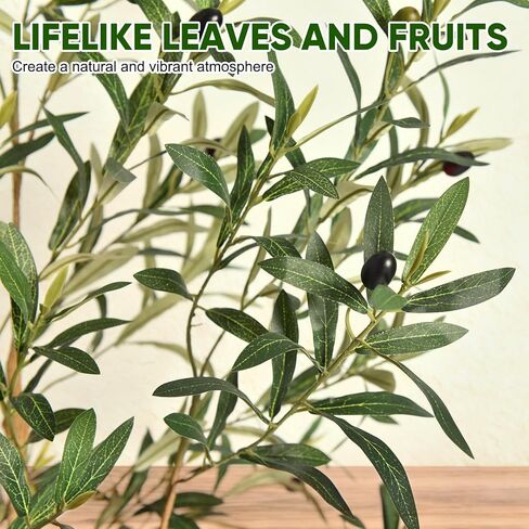 شجرة زيتون صناعية من تيمو بطول 6 أقدام، أشجار صناعية داخلية مع صندوق خشبي طبيعي وزراعة بيضاء، نباتات وهمية طويلة لغرفة المعيشة وغرفة النوم والمكتب in Kuwait