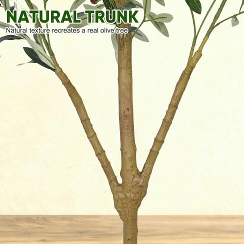 شجرة زيتون صناعية من تيمو بطول 6 أقدام، أشجار صناعية داخلية مع صندوق خشبي طبيعي وزراعة بيضاء، نباتات وهمية طويلة لغرفة المعيشة وغرفة النوم والمكتب in Kuwait