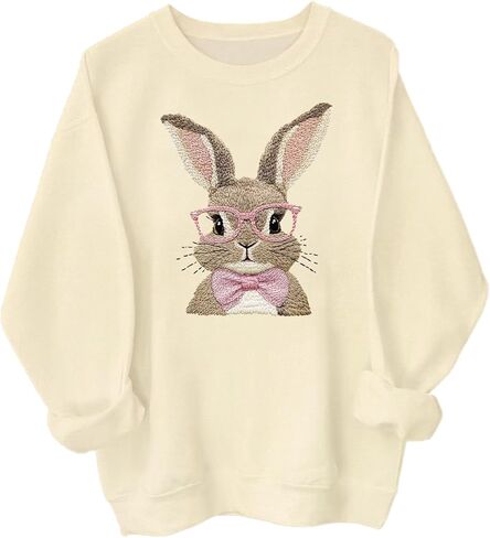 Retro Easter Bunny Sweatshirt Coquette Bow Bunny Ears Sweatshirt Easter Shirts for Women in Saudi Arabia