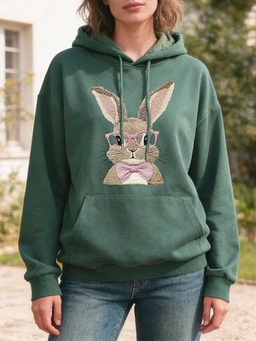 Retro Easter Bunny Sweatshirt Coquette Bow Bunny Ears Sweatshirt Easter Shirts for Women in Saudi Arabia
