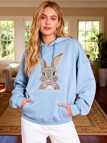 Retro Easter Bunny Sweatshirt Coquette Bow Bunny Ears Sweatshirt Easter Shirts for Women in Saudi Arabia