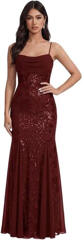 الدانتيل الترتر حورية البحر فستان الحفلة الراقصة الكرة ثوب 2026 طويل السباغيتي الرقبة الطربوش الشيفون مطوي فستان رسمي L04011 in Kuwait