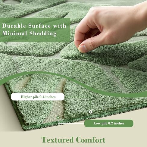 Green Monstera Area Rug 5x7, High-Low Pile Washable Rugs for Living Room Bedroom, Tropical Non Slip Velvet Nursery Carpet Soft Indoor Rugs for Dining Room in Saudi Arabia