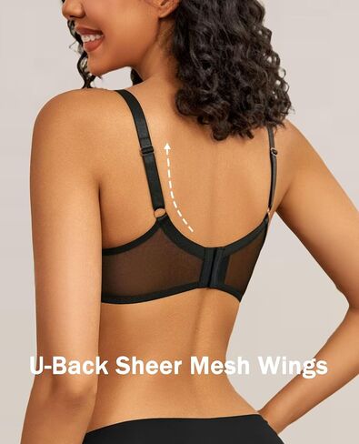 Avidlove Womens Lace Bras Sexy Underwire Unlined Bra V Neck Mesh Everyday Bra Lingeries No Padded in Saudi Arabia