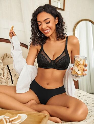 Avidlove Womens Lace Bras Sexy Underwire Unlined Bra V Neck Mesh Everyday Bra Lingeries No Padded in Saudi Arabia