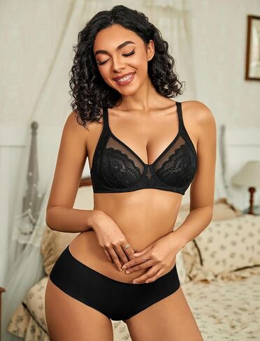 Avidlove Womens Lace Bras Sexy Underwire Unlined Bra V Neck Mesh Everyday Bra Lingeries No Padded in Saudi Arabia