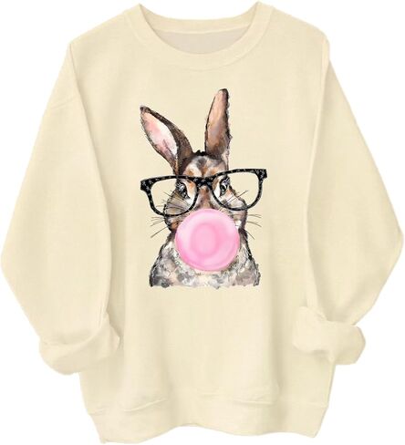 Retro Easter Bunny Sweatshirt Coquette Bow Bunny Ears Sweatshirt Easter Shirts for Women in Saudi Arabia