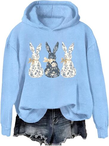 Retro Easter Bunny Sweatshirt Coquette Bow Bunny Ears Sweatshirt Easter Shirts for Women in Saudi Arabia