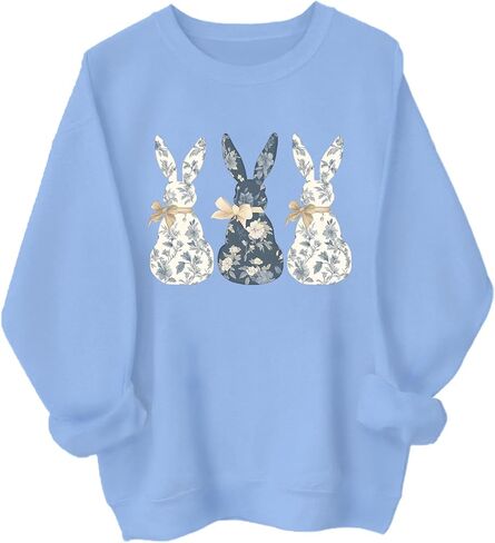 Retro Easter Bunny Sweatshirt Coquette Bow Bunny Ears Sweatshirt Easter Shirts for Women in Saudi Arabia