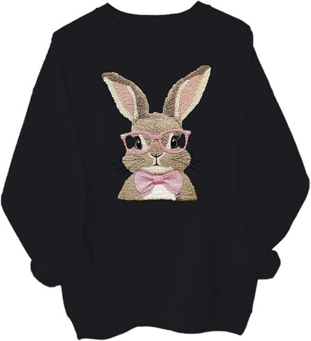 Retro Easter Bunny Sweatshirt Coquette Bow Bunny Ears Sweatshirt Easter Shirts for Women in Saudi Arabia